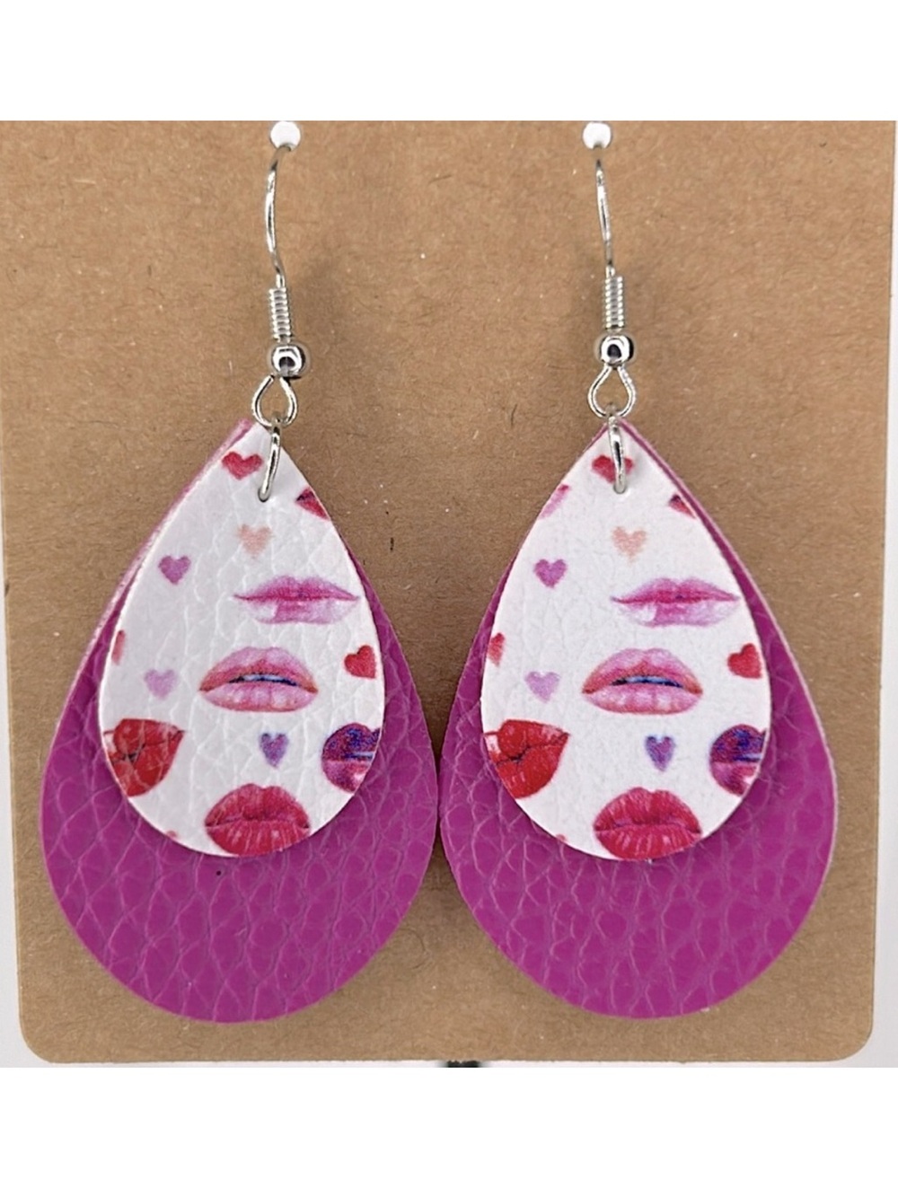*LAST ONE* Mini Faux Leather Teardrop Earrings Valentine Fashion Jewelry